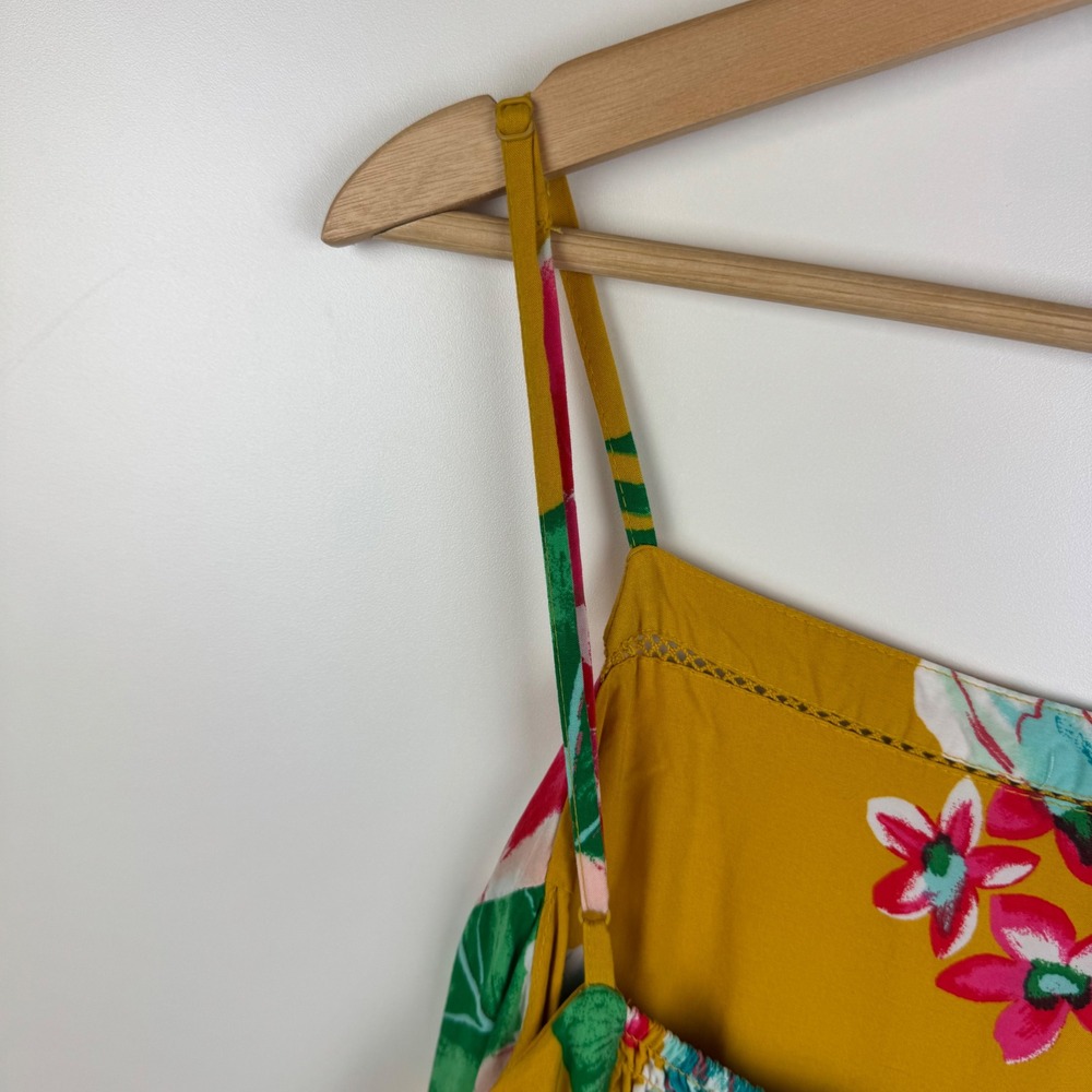 Old Navy Womens Floral Sundress Sz XXL Yellow Sleeveless Summer Tropical Beachy - Picture 5 of 12